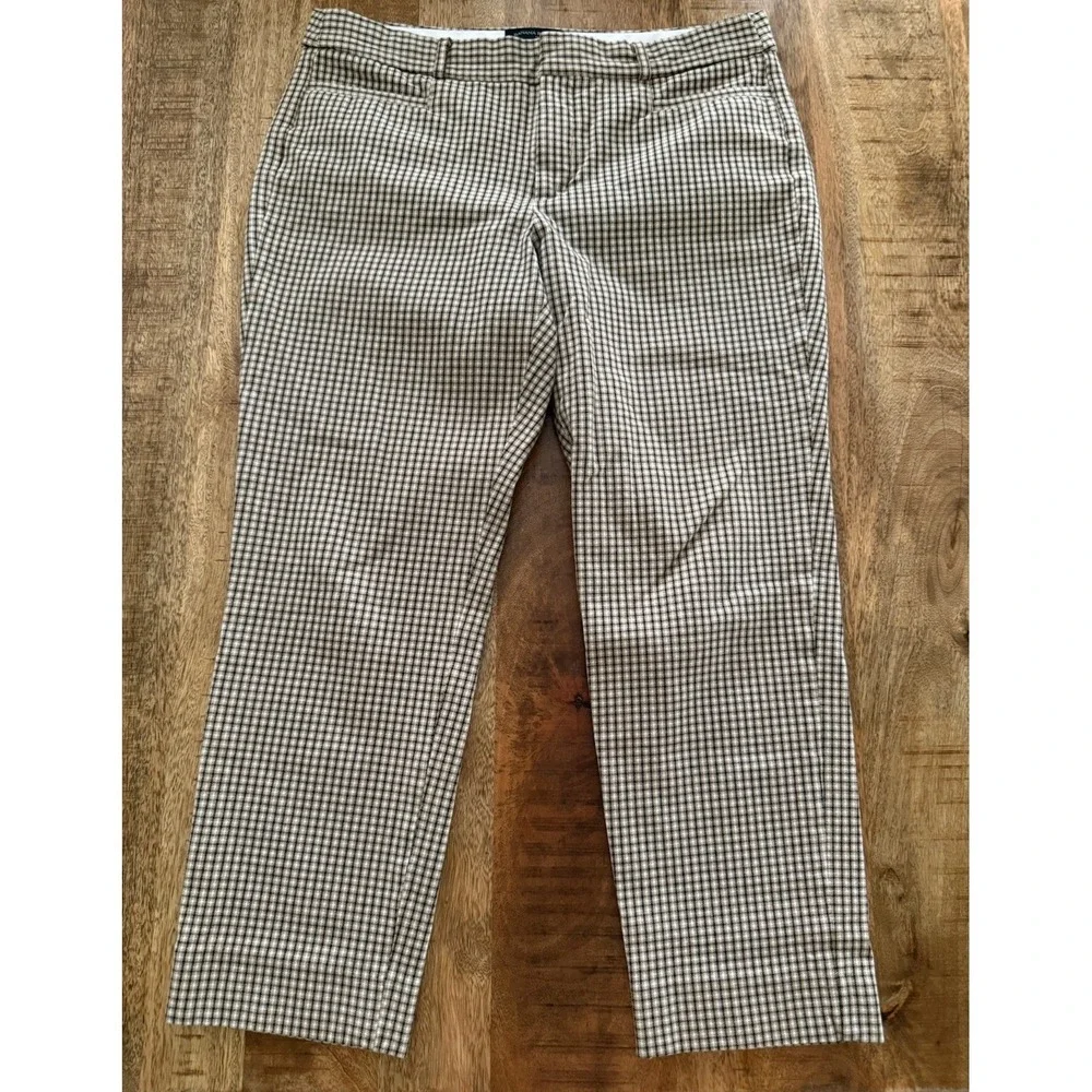 Banana Republic Sloan Petite 8 Check Plaid Career Dress Pants Stretch Cropped - Picture 1 of 8